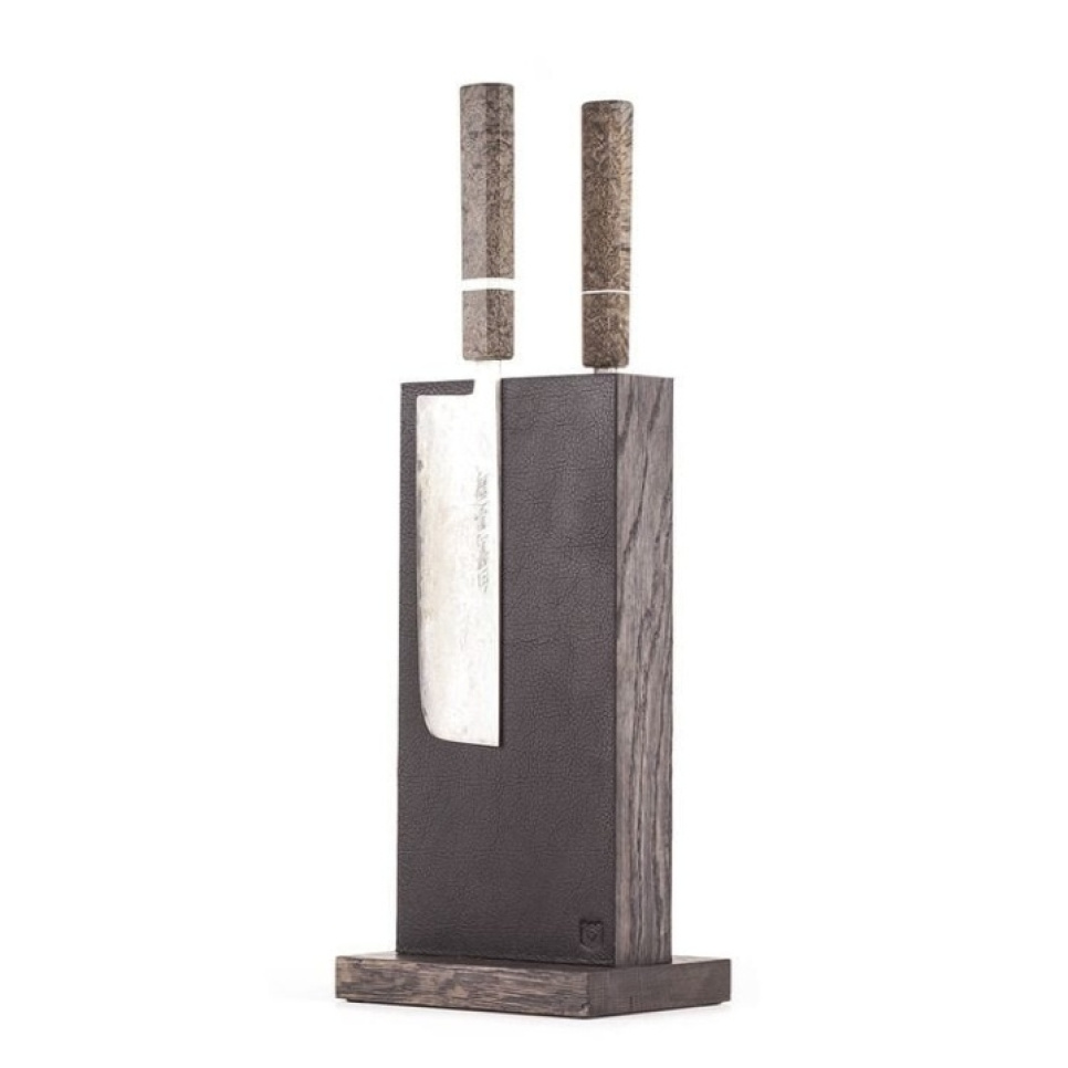 Magnetic knife rack, black leather - Piotr The Bear in the group Cooking / Kitchen knives / Knife storage / Knife racks at KitchenLab (1593-22068)