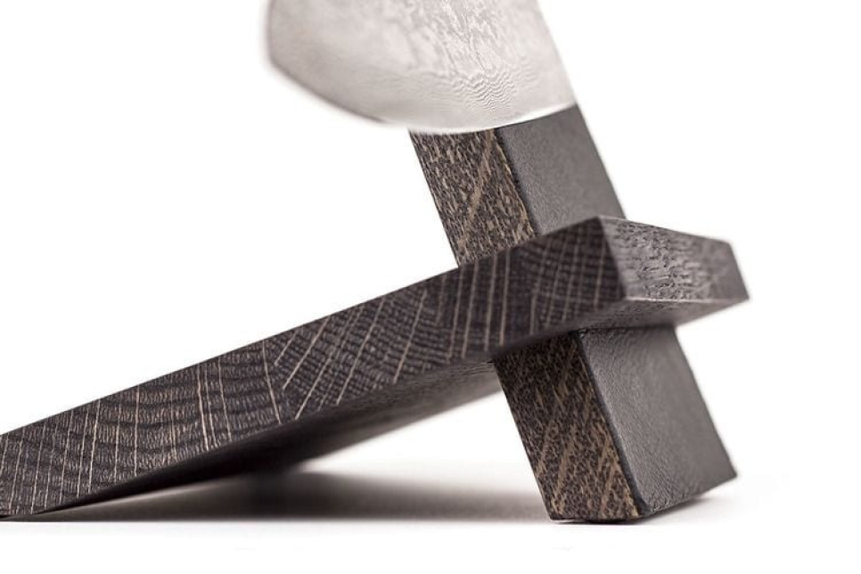 Handmade knife stand, oak and leather - Piotr The Bear