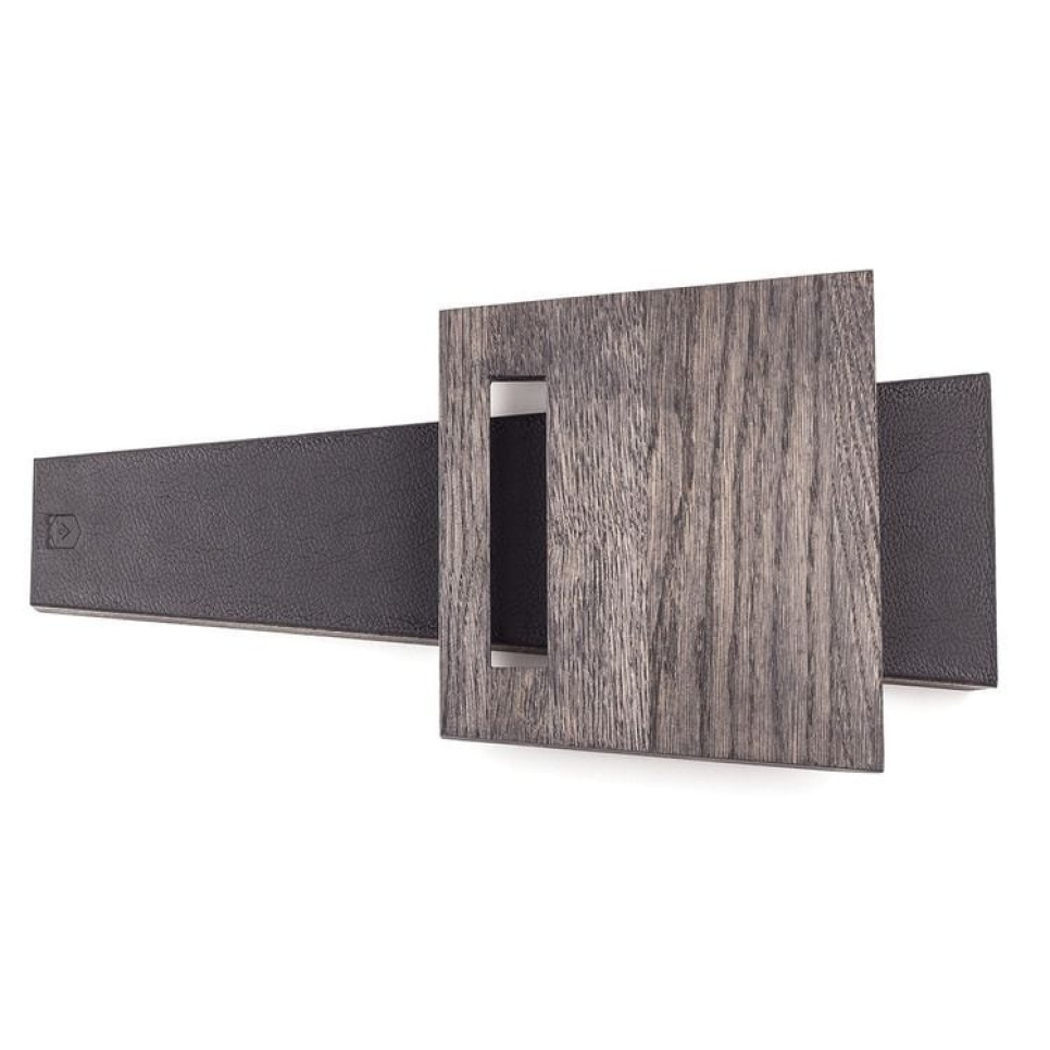 Handmade knife stand, oak and leather - Piotr The Bear