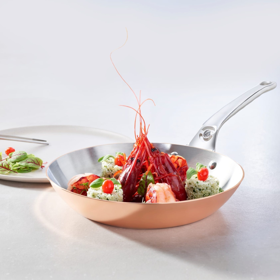 Copper frying pan with induction base and stainless handle, Prima Matera - de Buyer