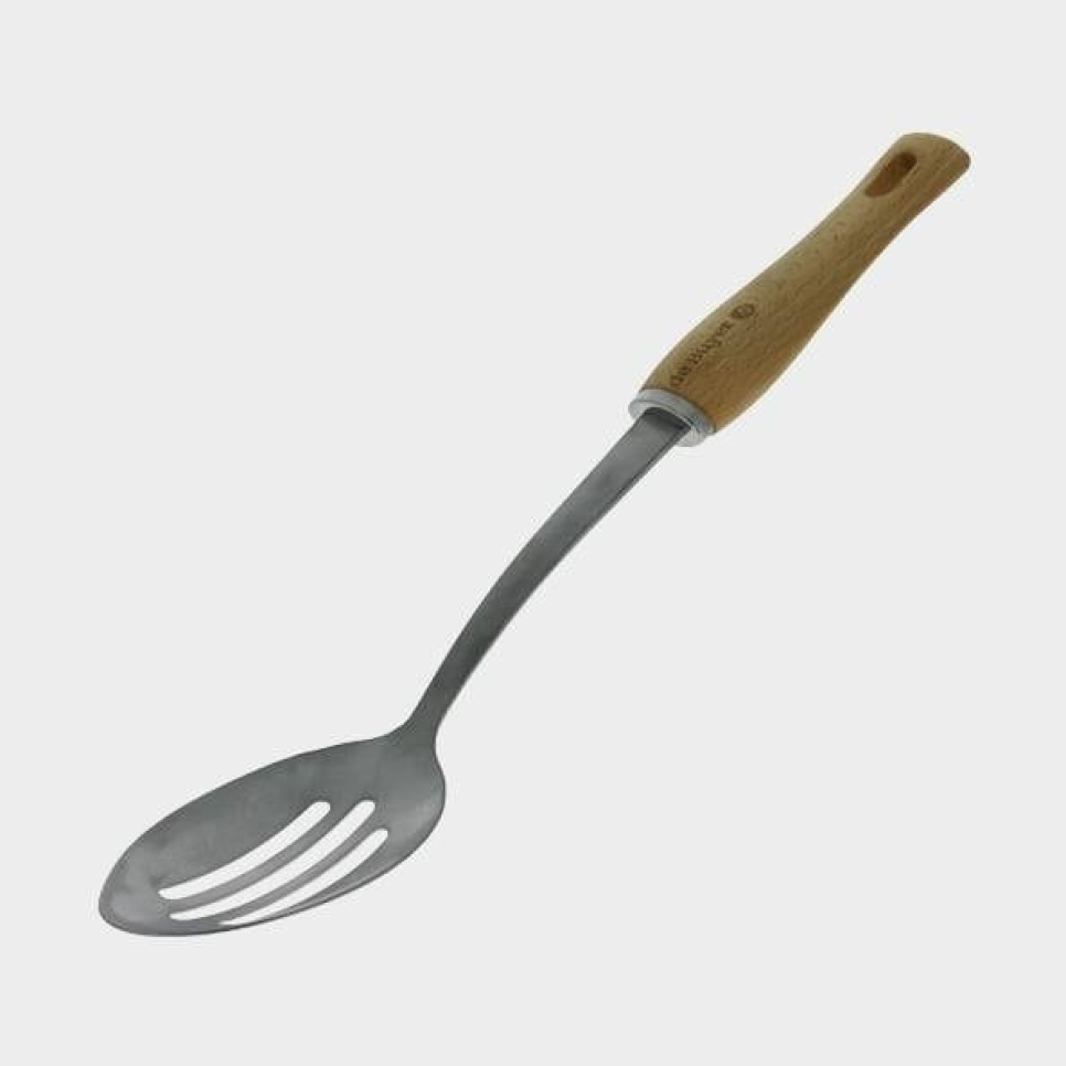 Perforated serving spoon with wooden handle, B Bois - de Buyer in the group Table setting / Cutlery / Serving utensils at KitchenLab (1602-17783)