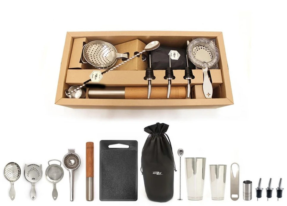 Elite Cocktail Kit, 15 Piece Bar Tools - Bonzer in the group Bar & Wine / Bar equipment / The cocktail set at KitchenLab (1611-15738)