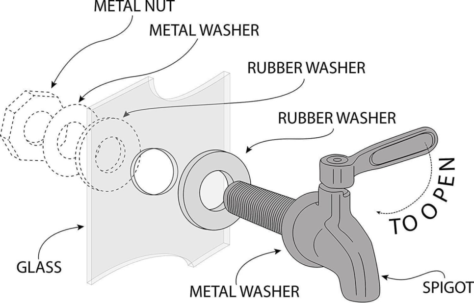 Faucet in stainless steel, 16 mm