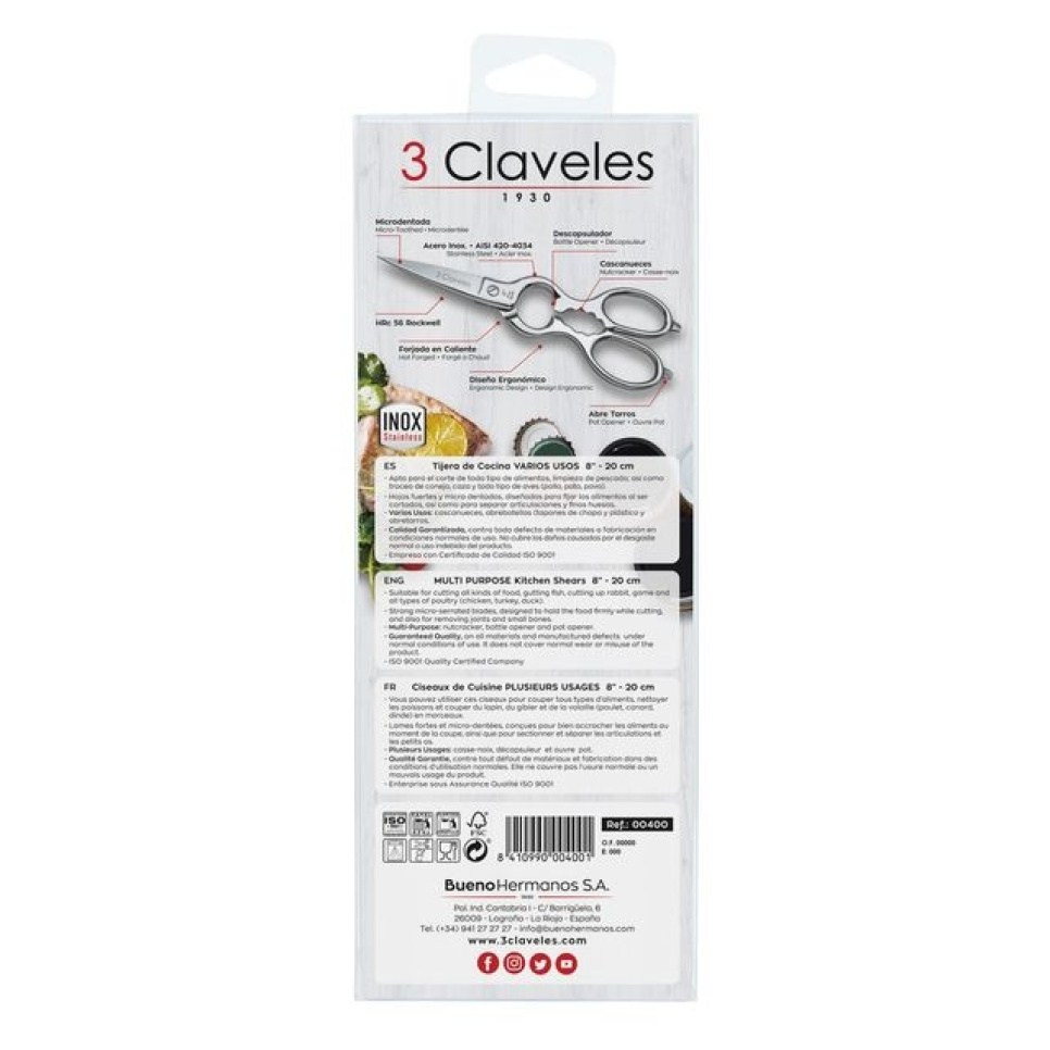 Multifunctional scissors in stainless steel - 3 Claveles