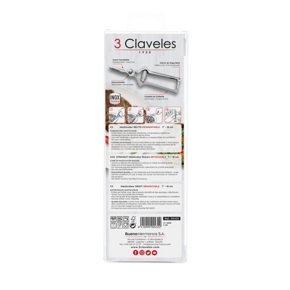 Gerader Masticator, Schere für rohes Fleisch - 3 Claveles