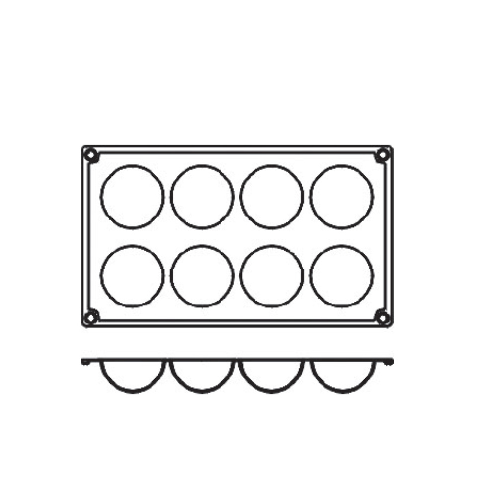 Baking mould in silicone, half sphere, 8 pcs - Pavoni