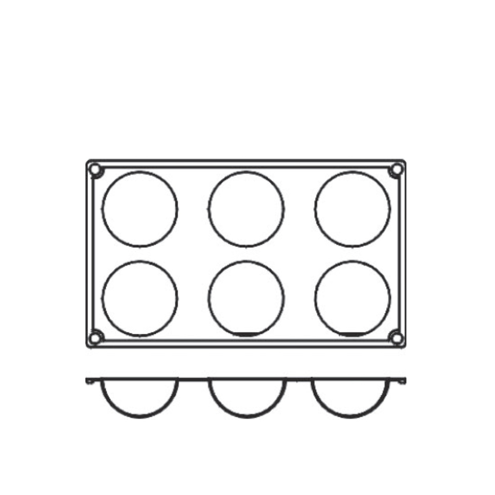 Baking mould in silicone, half sphere, 6 pcs - Pavoni