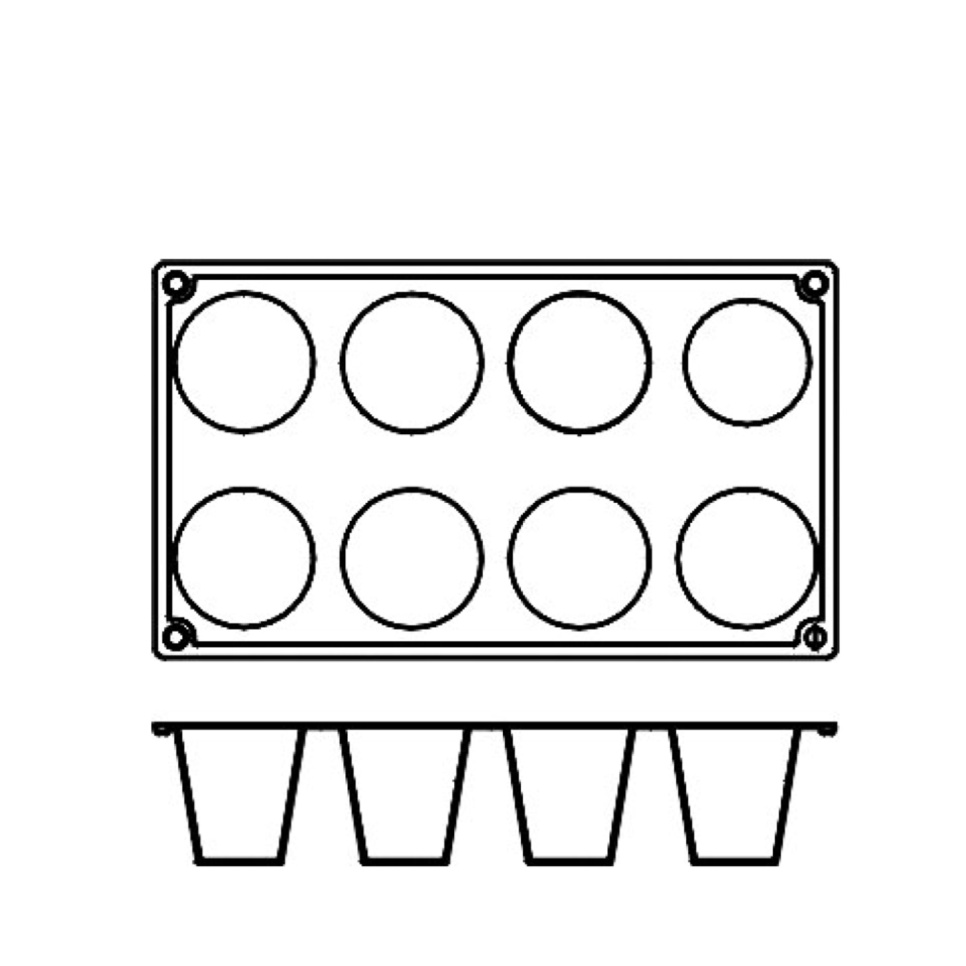 Baking mould in silicone, cone, 8 pcs - Pavoni