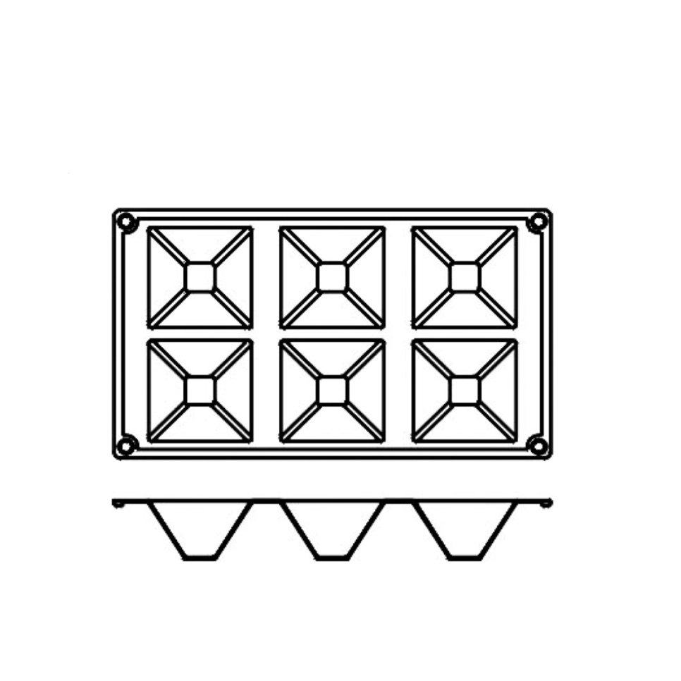 Baking mould in silicone, pyramid, 6 pcs - Pavoni