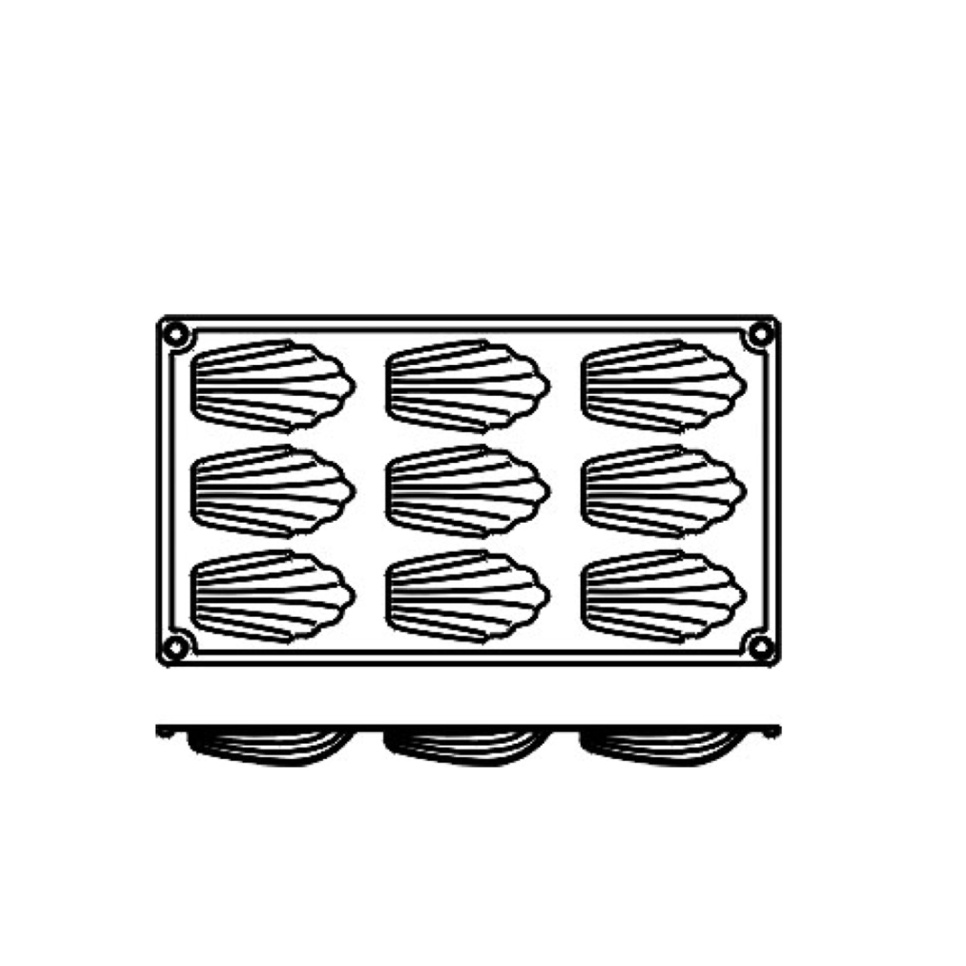 Baking tin in silicone, Madeleine, large, 9 pcs - Pavoni