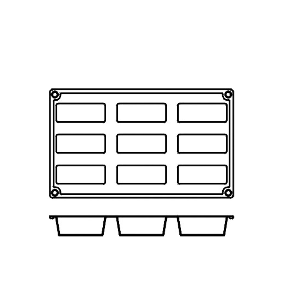 Baking tin in silicone, rectangle, 9 pcs - Pavoni