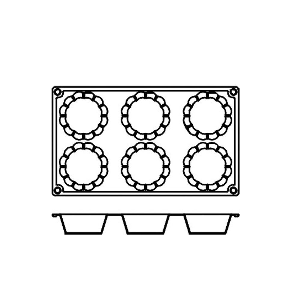 Moule à pâtisserie en silicone, brioche peu profonde, 6 pcs – Pavoni