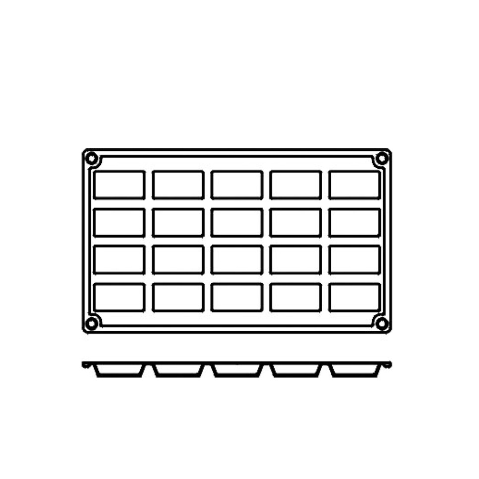 Baking tin in silicone, rectangle, 20 pcs - Pavoni