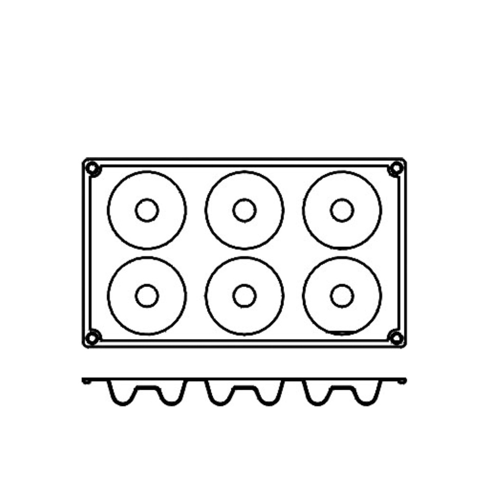 Moule à pâtisserie en silicone, savarin, 8 pcs - Pavoni