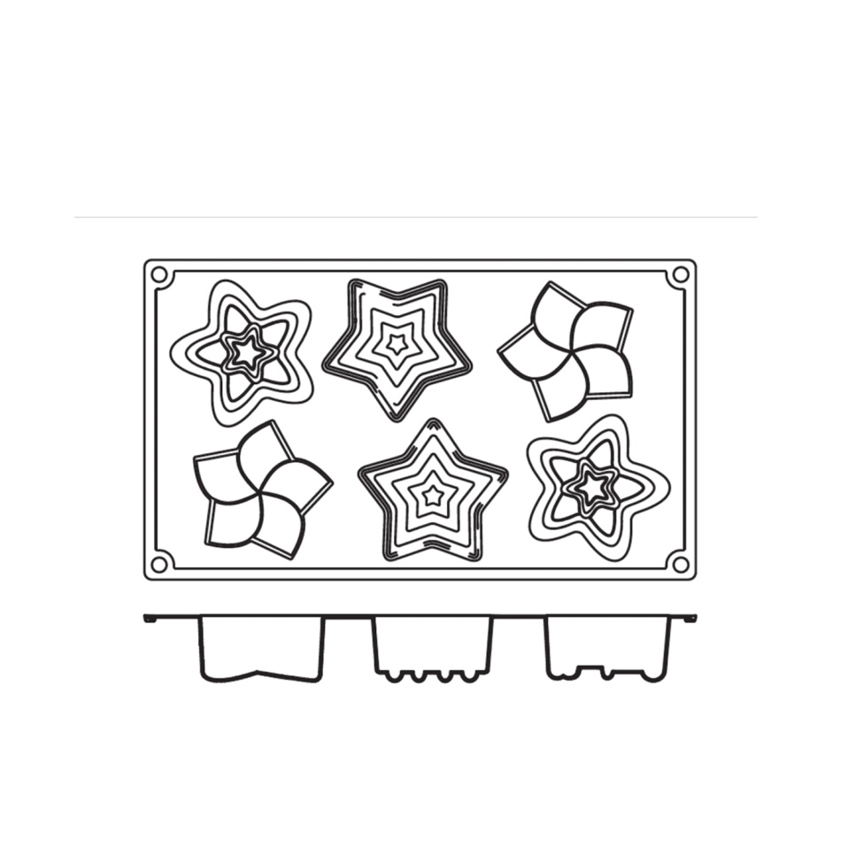 Baking mould in silicone, poinsettia, 6 pcs - Pavoni