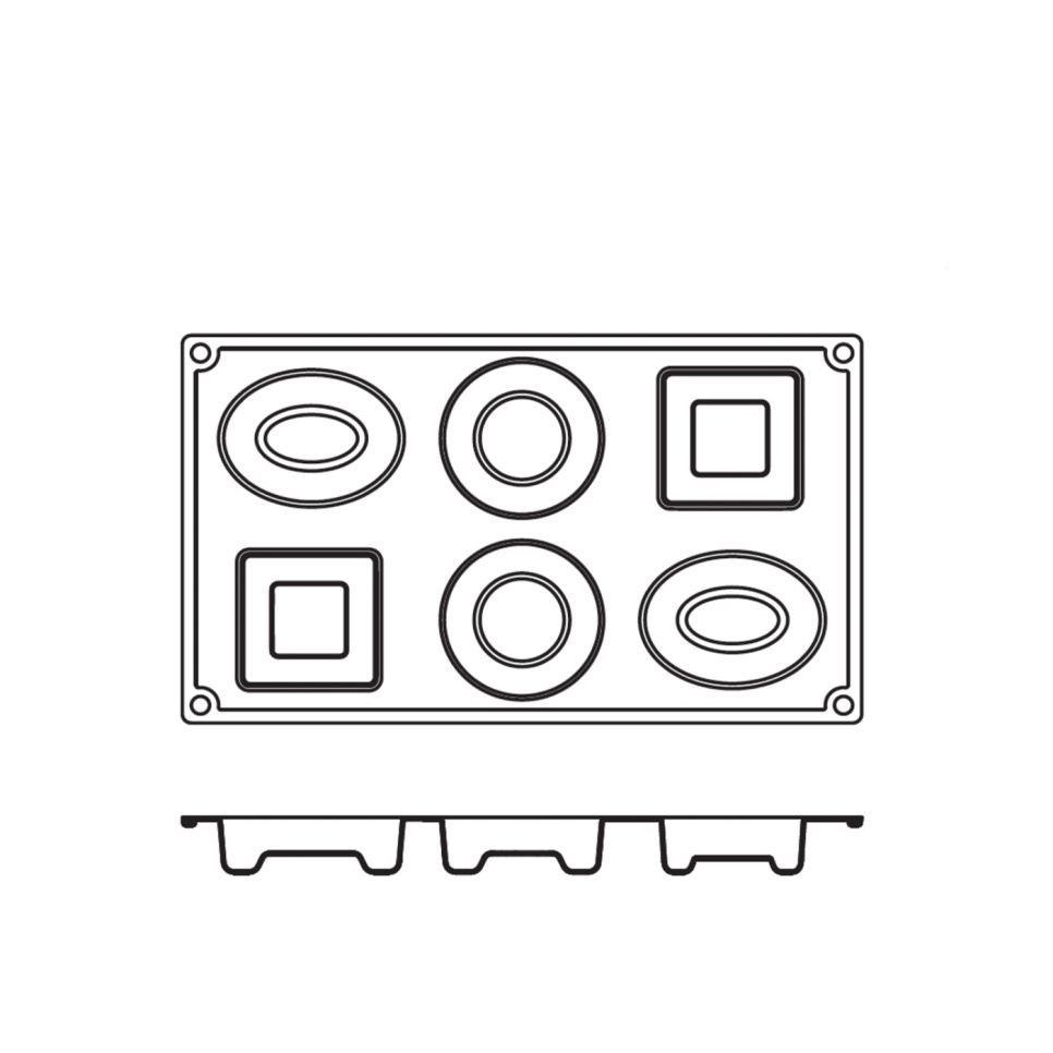 Baking tin in silicone, round, oval, square, 6 pcs - Pavoni