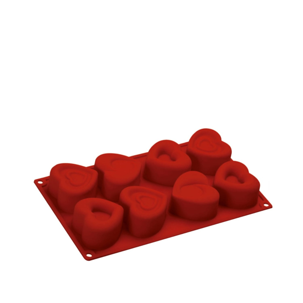 Baking tin in silicone, heart with recess, 8 pcs - Pavoni in the group Baking / Baking moulds / Silicone moulds at KitchenLab (1827-20828)