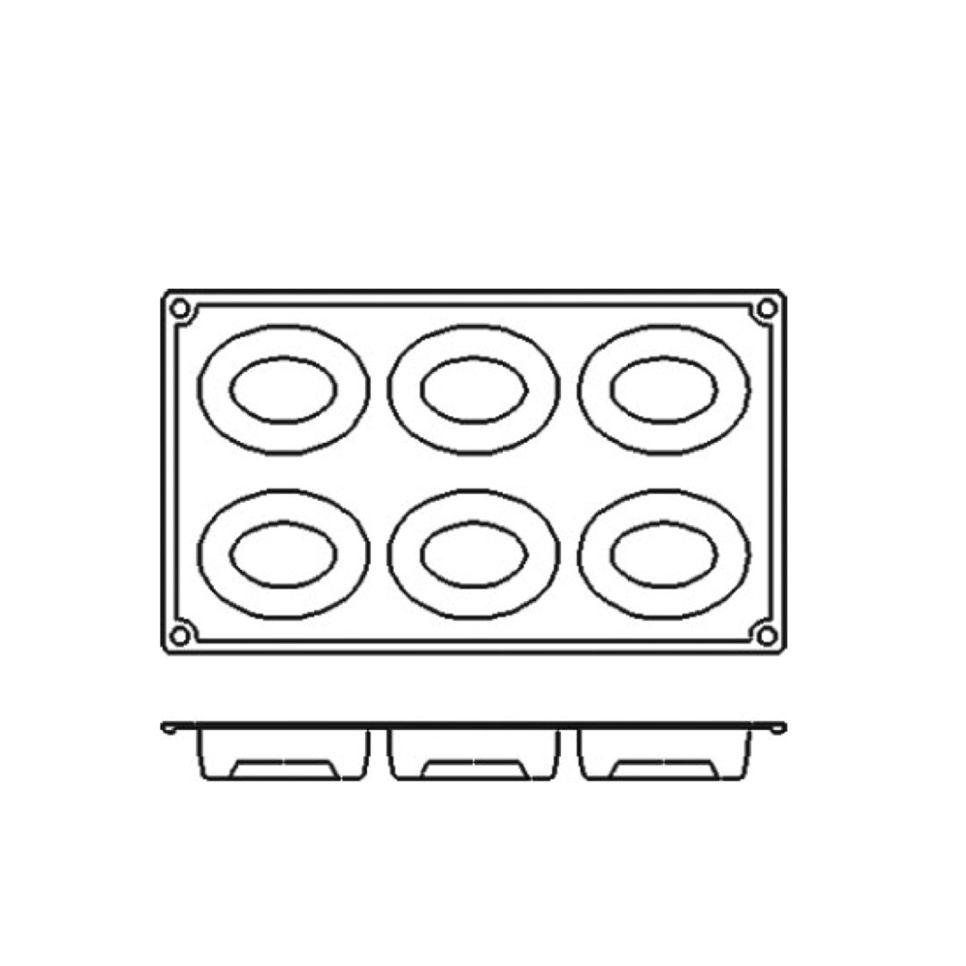 Backform aus Silikon, Savarin oval, 6 Stück - Pavoni