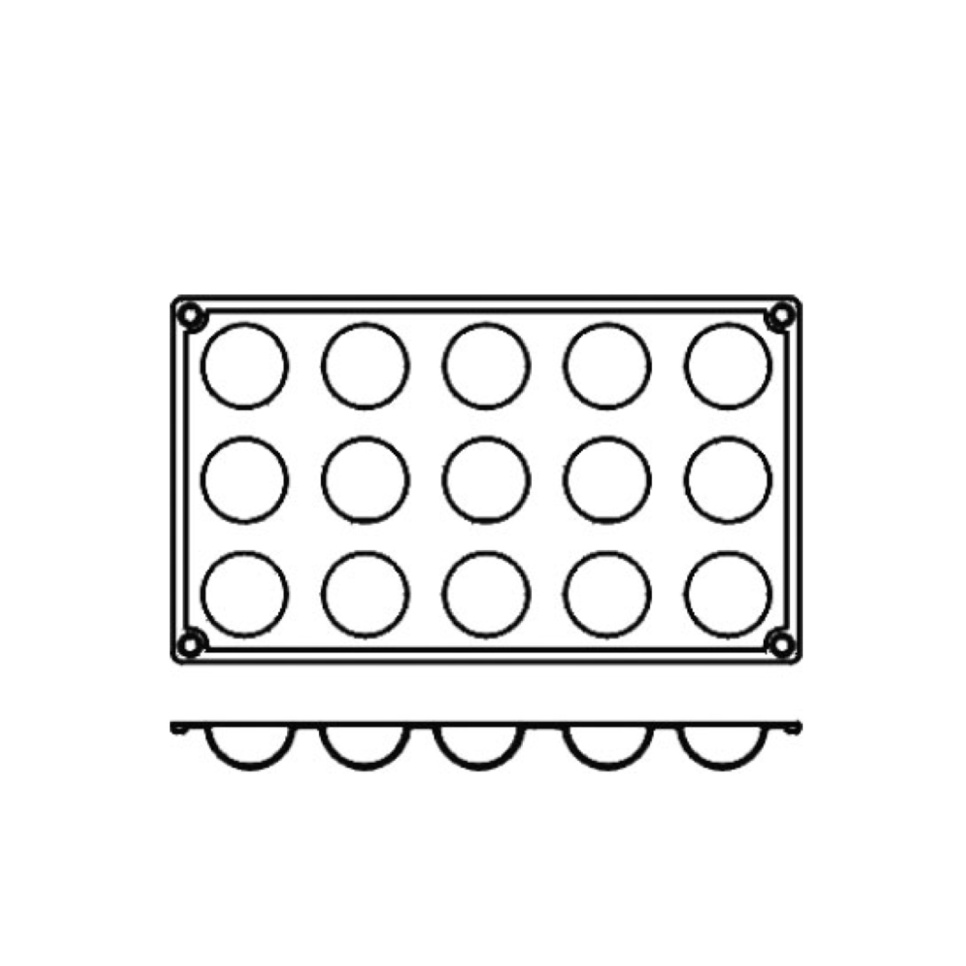 Baking tin in silicone, half sphere, 15 pcs - Pavoni