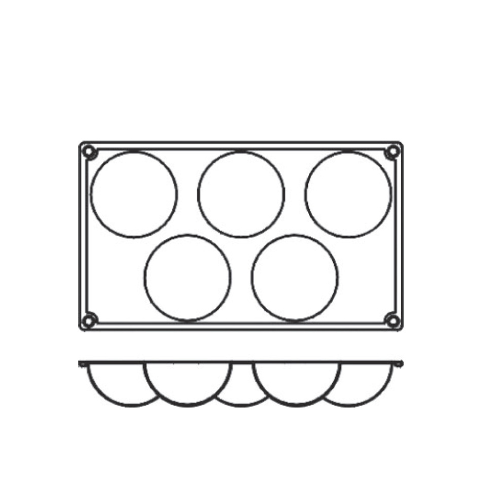 Baking mould in silicone, half sphere, 5 pcs - Pavoni