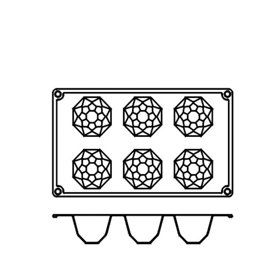 Baking tin in silicone, diamond, 6 pcs - Pavoni