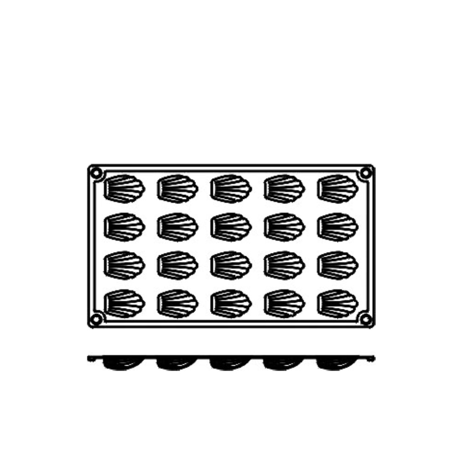 Moule à pâtisserie en silicone, petite madeleine, 20 pcs - Pavoni