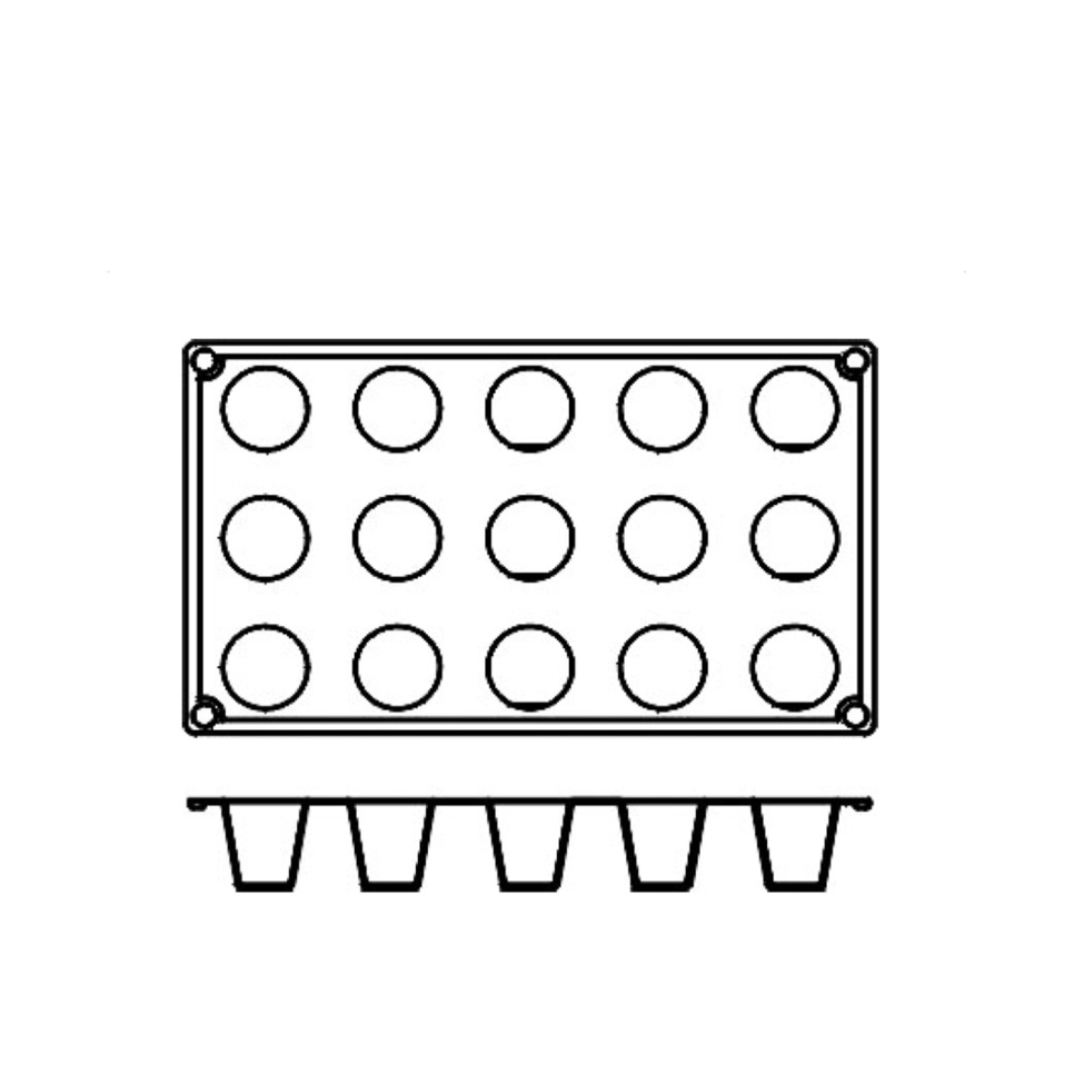 Baking tin in silicone, small cone, 15 pcs - Pavoni