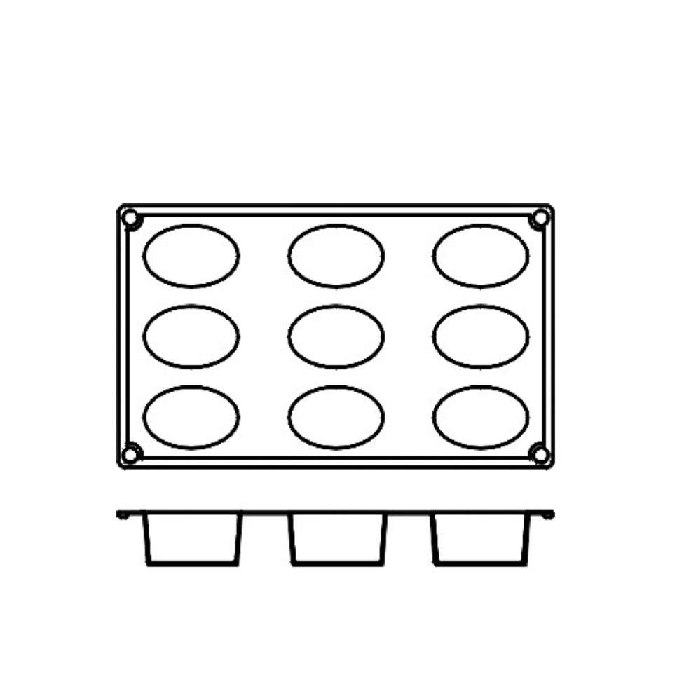 Backform aus Silikon, oval, 9 Stück - Pavoni