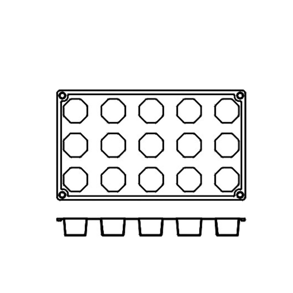 Baking mould in silicone, octagon, 15 pcs - Pavoni