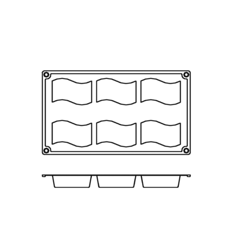 Baking tin in silicone, swaying rectangle, 6 pcs - Pavoni