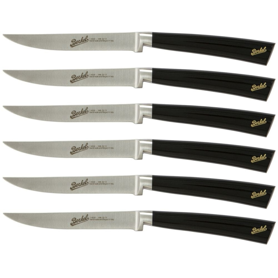 Steak knives, 6-pack, Elegance Glossy Black - Berkel in the group Cooking / Kitchen knives / Knife set at KitchenLab (1870-23983)