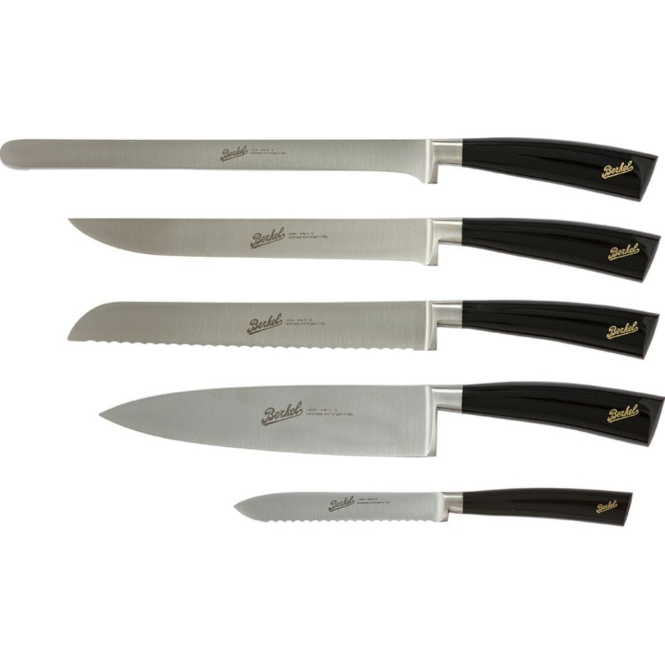 Knife set in five parts, Elegance Glossy Black - Berkel in the group Cooking / Kitchen knives / Knife set at KitchenLab (1870-23986)