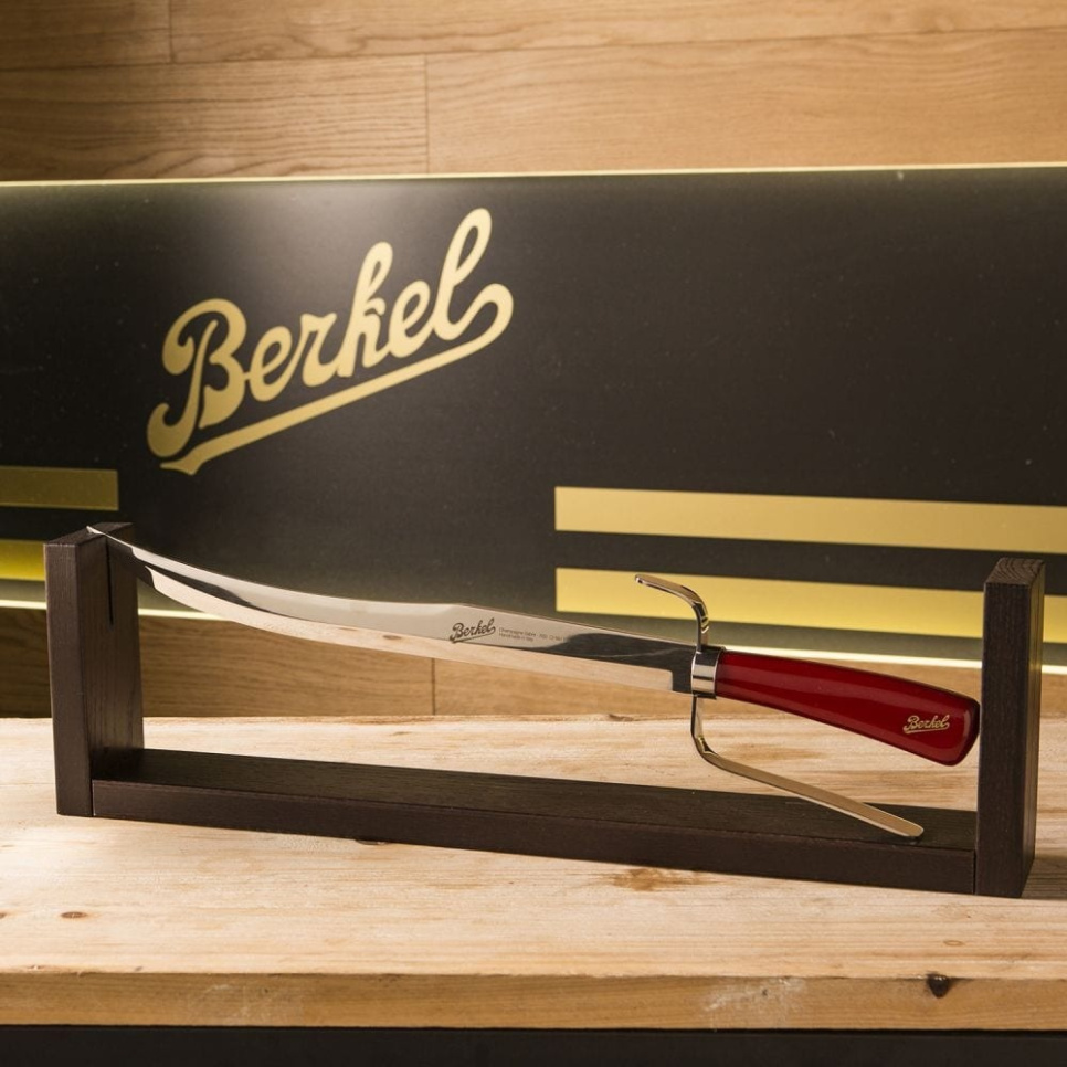 Champagne saber with wooden stand, 52 cm, Elegance Red - Berkel