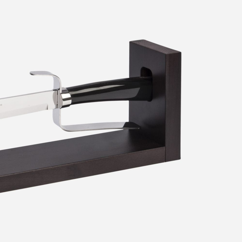 Sabre à champagne avec support en bois, 52 cm, Corne de buffle noire Elegance - Berkel