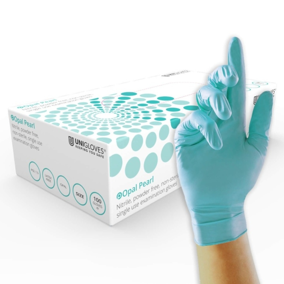 Nitrile glove, turquoise, 100-pack - Unigloves in the group Cooking / Kitchen utensils / Mise en place at KitchenLab (2047-26252)