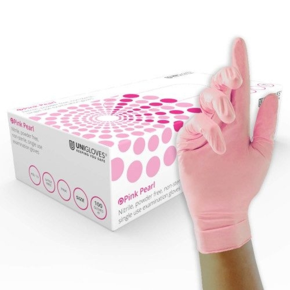 Nitrile glove, pink, 100-pack - Unigloves in the group Cooking / Kitchen utensils / Mise en place at KitchenLab (2047-26253)