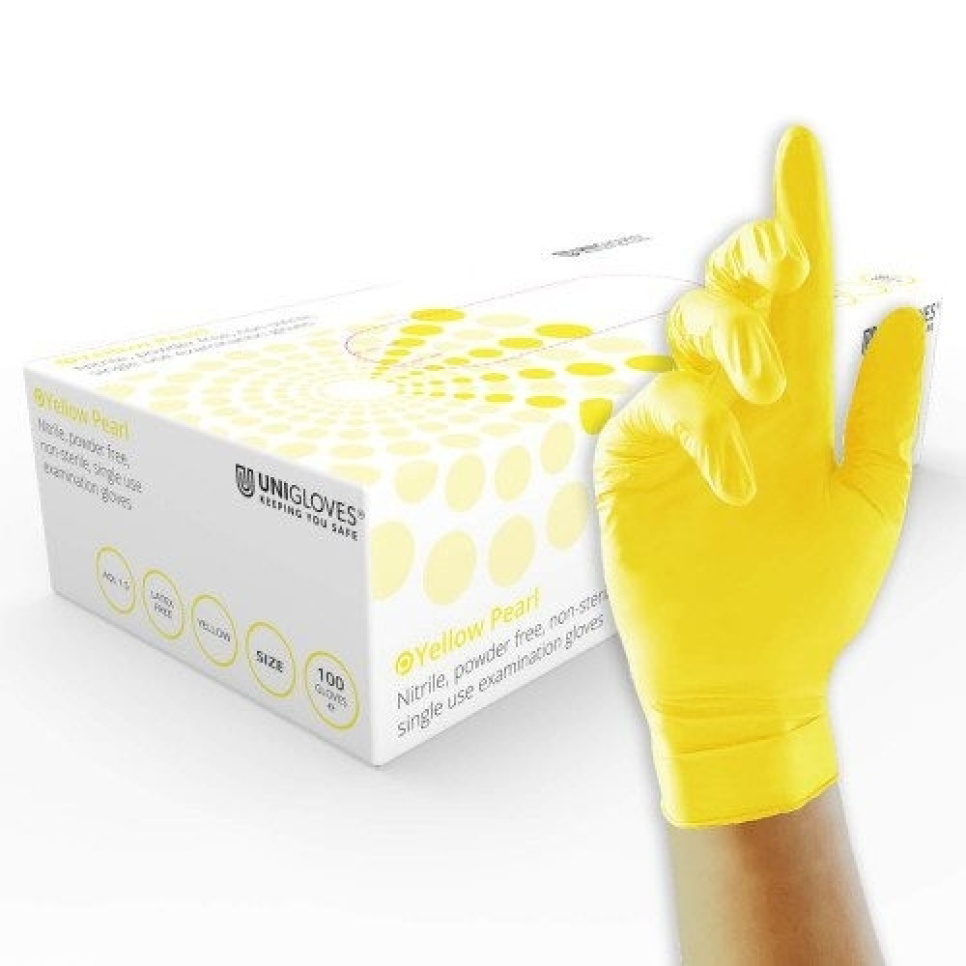 Nitrile glove, yellow, 100-pack - Unigloves in the group Cooking / Kitchen utensils / Mise en place at KitchenLab (2047-26254)