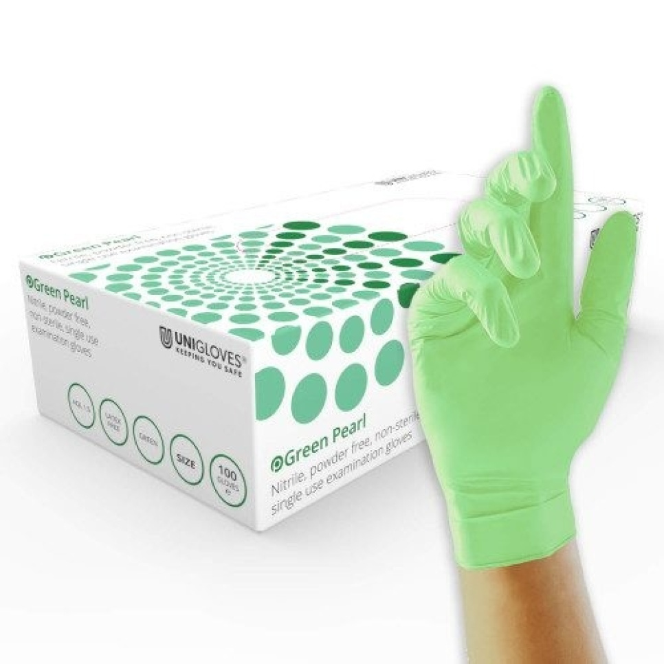 Nitrile glove, green, 100-pack - Unigloves in the group Cooking / Kitchen utensils / Mise en place at KitchenLab (2047-26255)