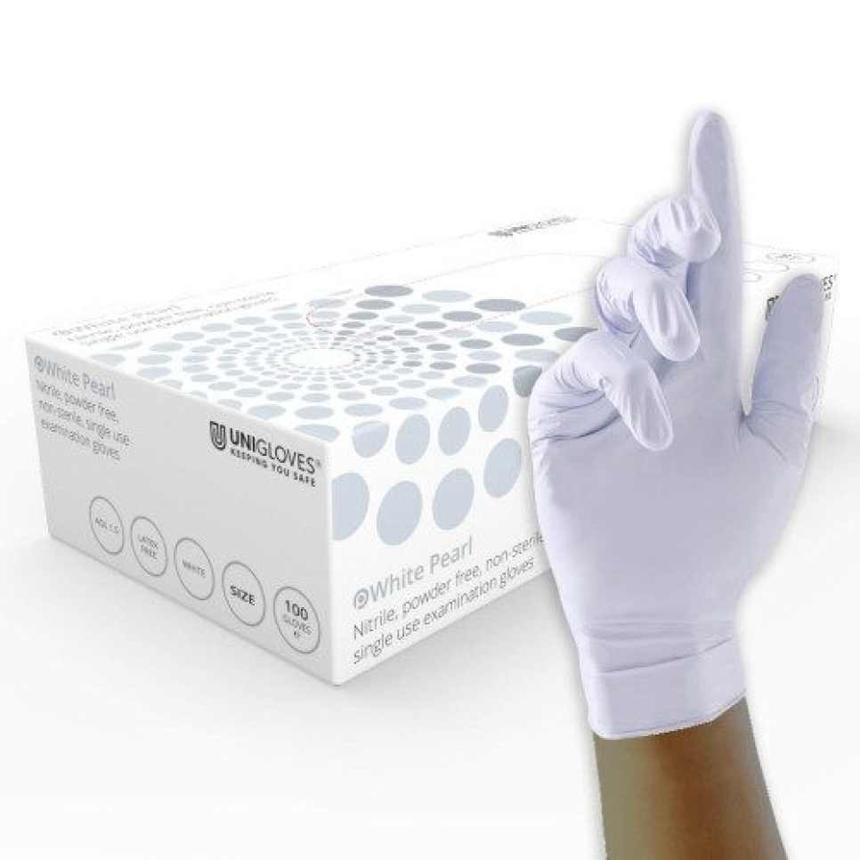 Nitrile glove, white, 100-pack - Unigloves in the group Cooking / Kitchen utensils / Mise en place at KitchenLab (2047-26256)