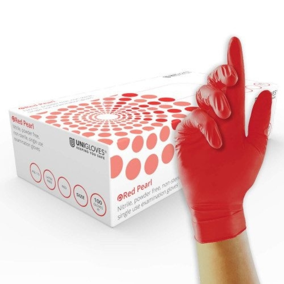 Nitrile glove, red, 100-pack - Unigloves in the group Cooking / Kitchen utensils / Mise en place at KitchenLab (2047-26257)