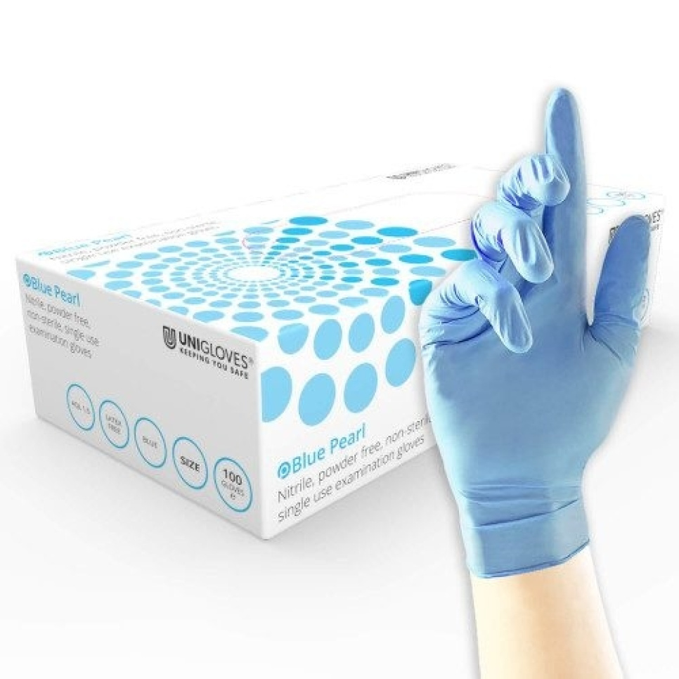 Nitrile glove, light blue, 100-pack - Unigloves in the group Cooking / Kitchen utensils / Mise en place at KitchenLab (2047-26260)