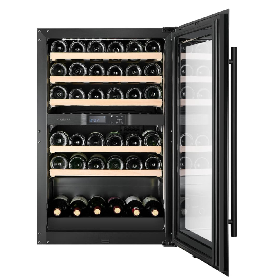 Wine cooler Kitchen Built-in 90, Dual zone, Black - Vigneron