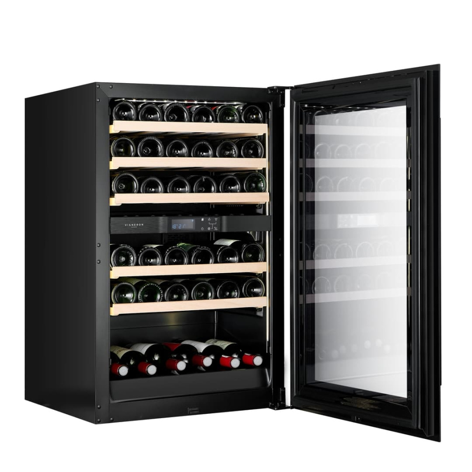 Wine cooler Kitchen Built-in 90, Dual zone, Black - Vigneron