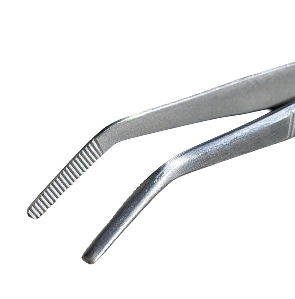 Tweezers, angled, 14 cm, silver - The Kitchen Lab
