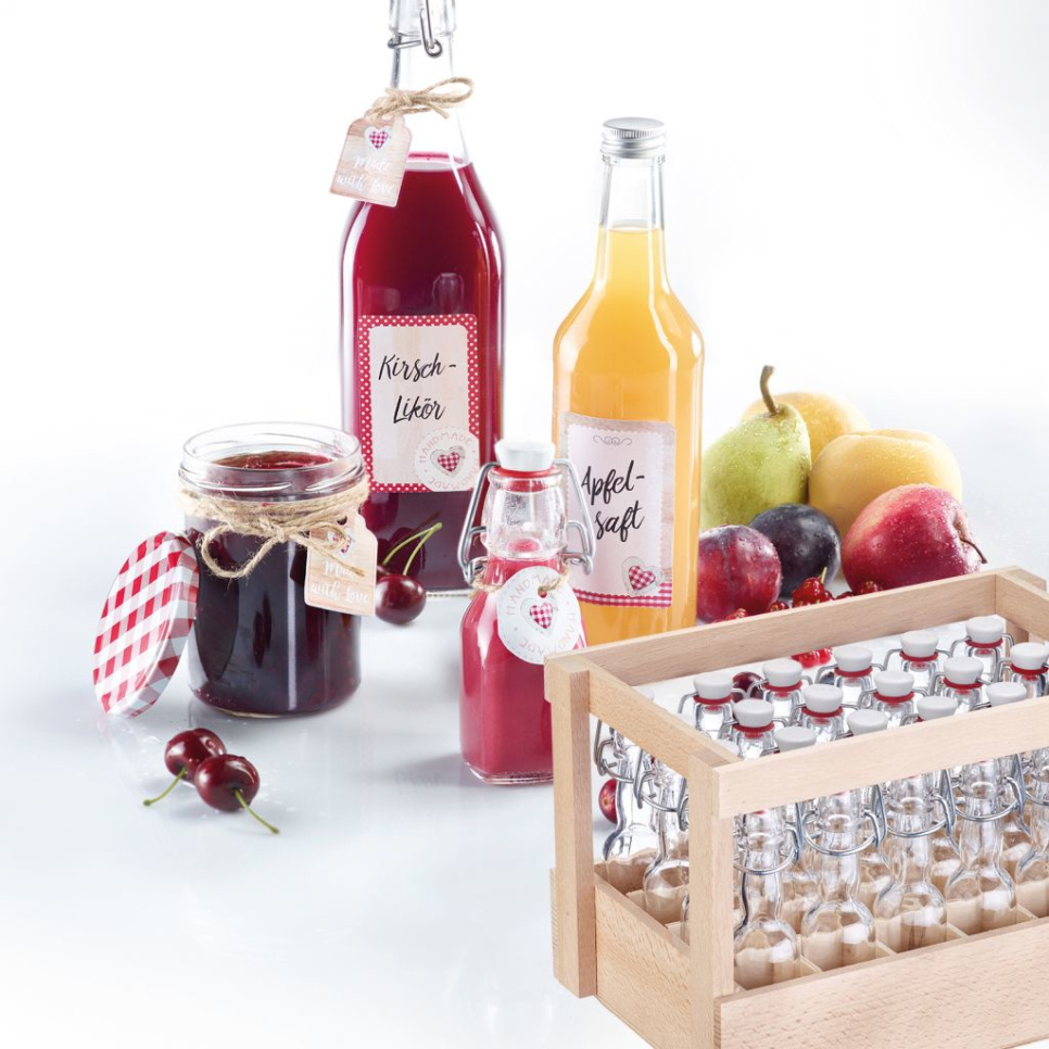 Glass bottle with swing stopper with wooden box, 40 ml, 24-pack - Westmark