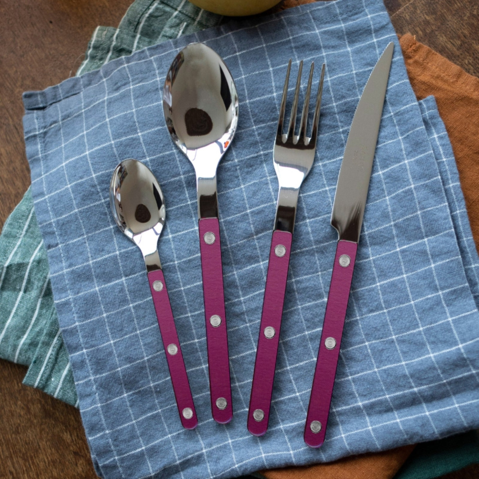 Cutlery set, 4 pieces, Bistrot Pearly, Aubergine - Sabre Paris