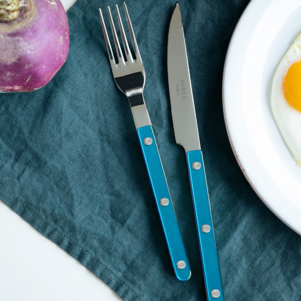 Cutlery set, 4 pieces, Bistrot Pearly, Turquoise - Sabre Paris