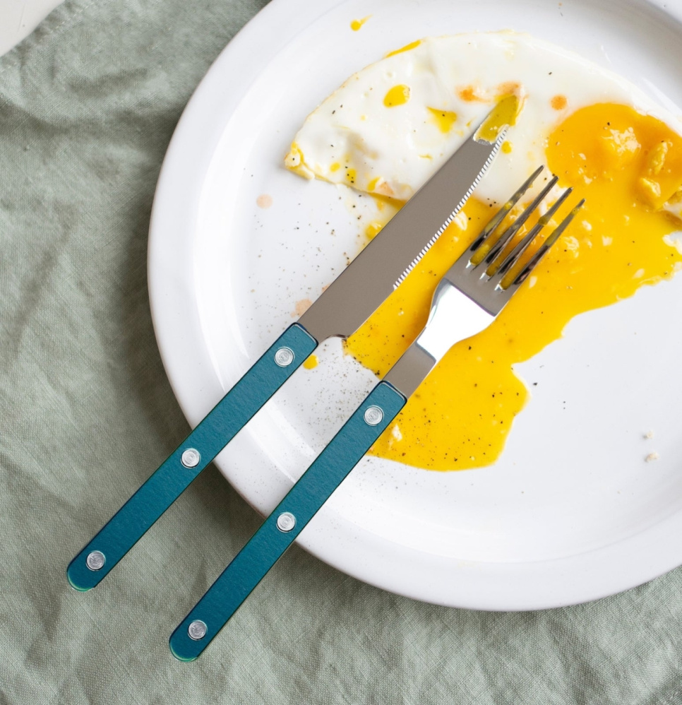 Cutlery set, 4 pieces, Bistrot Pearly, Turquoise - Sabre Paris