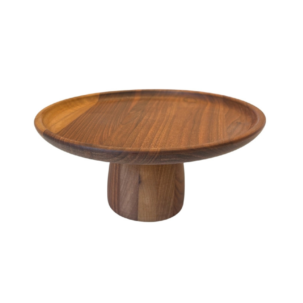 Walnut Cake Plate with Stand - AT-Line