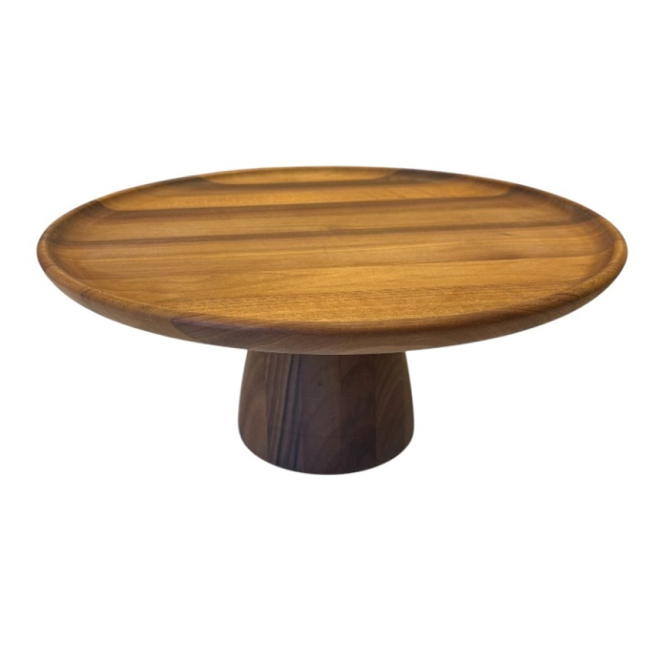 Walnut Cake Plate with Stand - AT-Line